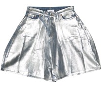 Jeans-Shorts im Metallic-Look