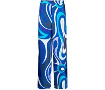 Weite Hose aus Seide mit Marmo-Print