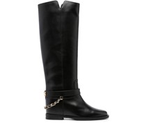 Kniehohe Stiefel mit Logo-Schild