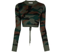 Cropped-Pullover mit Camouflagemuster