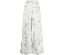 Weite Jeans mit Blumen-Print