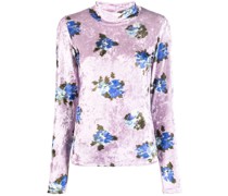 Samtoberteil mit Blumen-Print