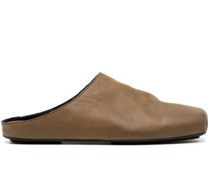 square-toe leather mules