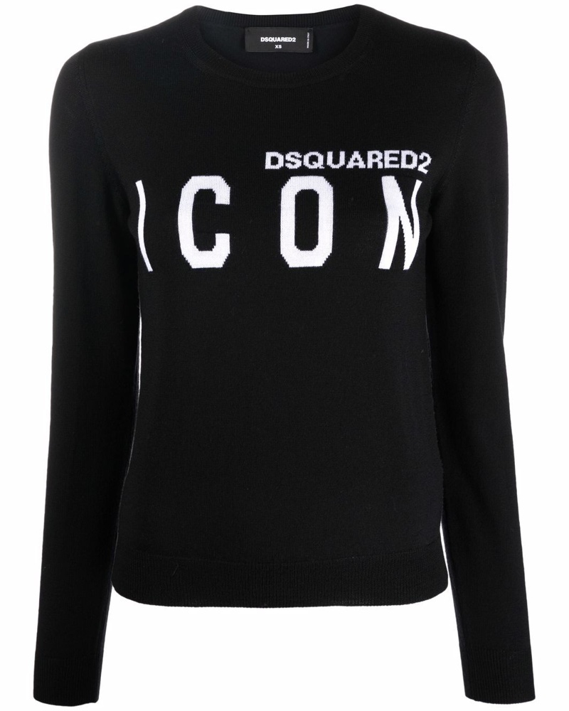 Dsquared2 Damen Intarsien-Pullover mit Logo