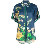 Oversized-Hemd mit Blumen-Print