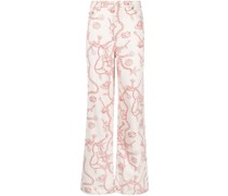 Weite Jeans mit grafischem Print