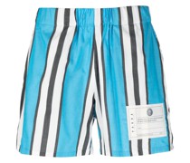 Gestreifte Shorts mit Logo-Patch