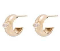 14kt Goldcreolen mit einem Diamanten