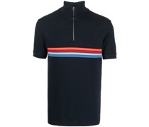 striped zip-front polo shirt