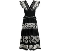 Midikleid mit Blumenstickerei