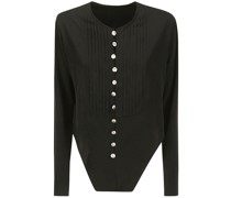 pleated asymmetric-hem blouse