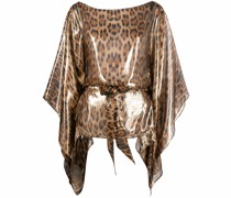 Drapierte Bluse mit Leoparden-Print