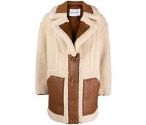 single-breasted faux-shearling coat