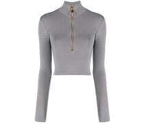 Geripptes Cropped-Strickoberteil