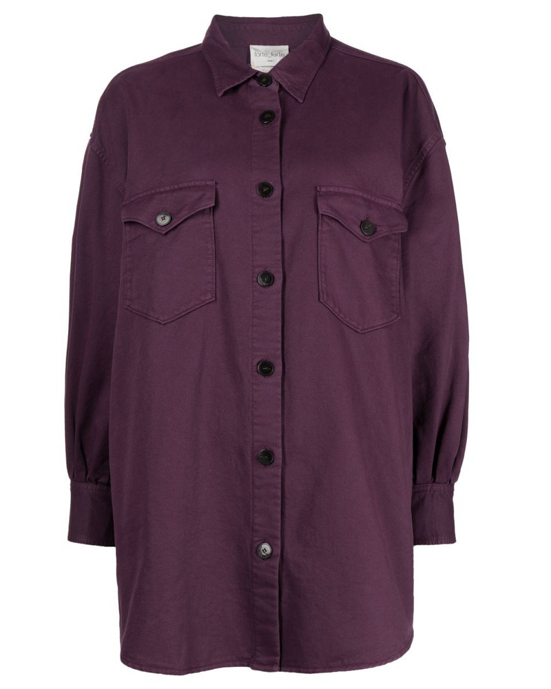 forte_forte Damen Klassische Hemdjacke forte_forte Damen Klassische Hemdjacke