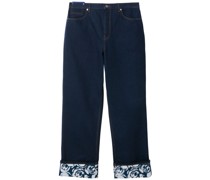 Straight-Leg-Jeans mit Rosen-Print