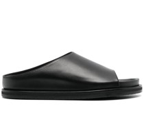 open-toe calf-leather slides