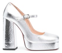 Pumps aus metallischem Leder