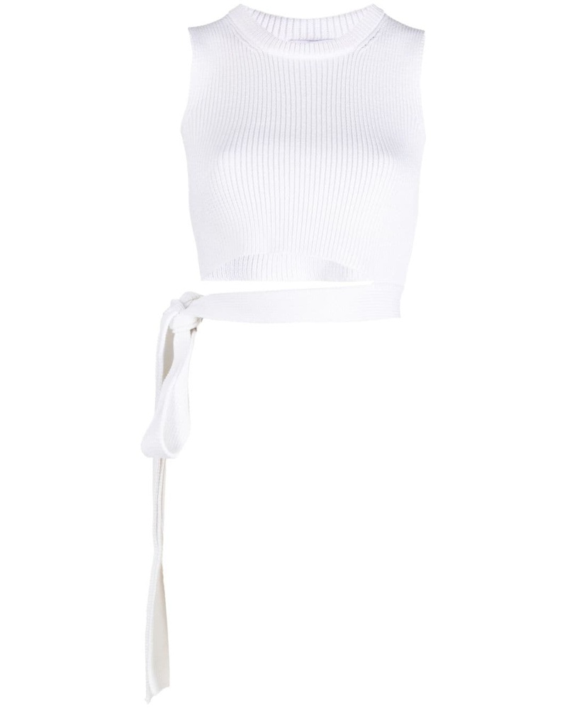 RED Valentino Damen Geripptes Cropped-Stricktop
