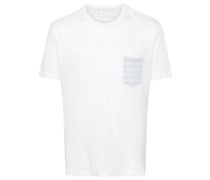 contrasting-pocket linen blend T-shirt