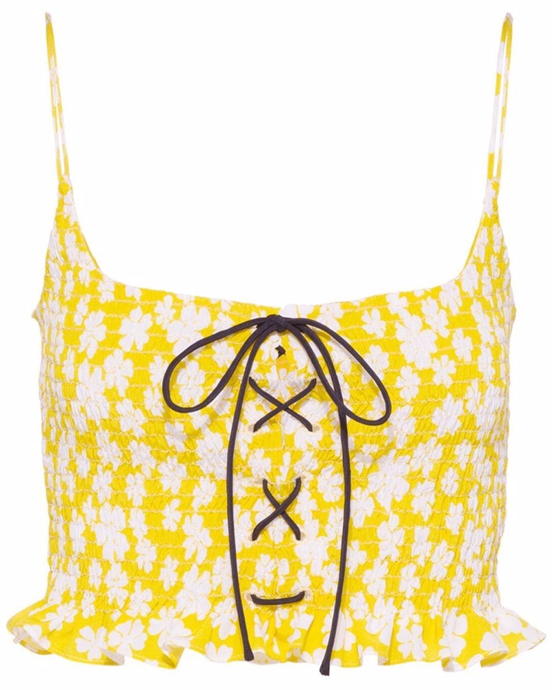 Miu Miu Damen Marocain Cropped-Top mit Print