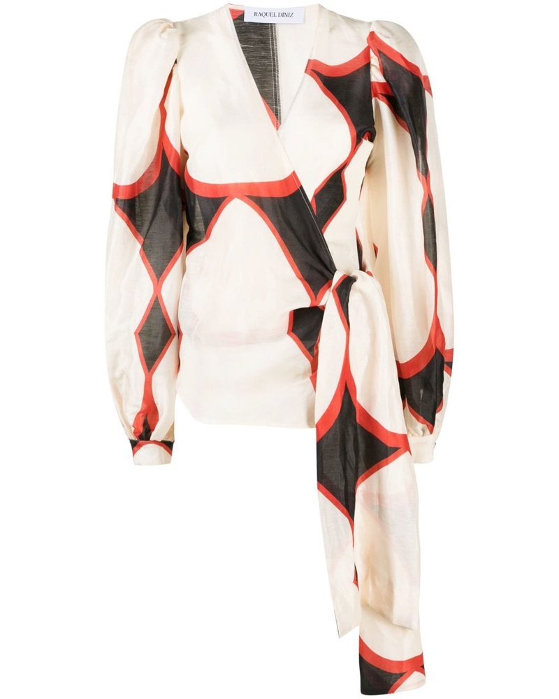 Raquel Diniz Damen Wickelbluse mit geometrischem Print Raquel Diniz Damen Wickelbluse mit geometrischem Print