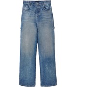 crystal-embellished wide-leg jeans