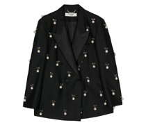 pearl-embellished double-breasted blazer