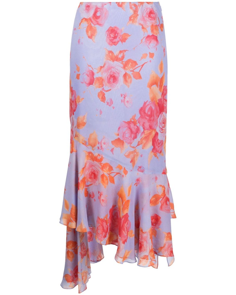 ANDAMANE Damen Rock mit Blumen-Print