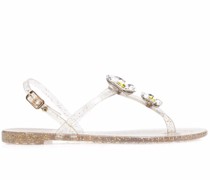 Jelly Sandalen mit blumigen Applikationen