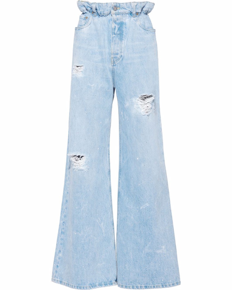 Miu Miu Damen Weite Jeans mit Verzierung