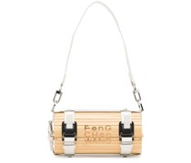 logo-debossed bamboo shoulder bag
