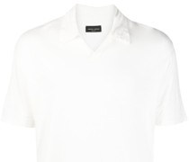 short-sleeve linen-flax polo shirt