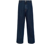 Weite High-Waist-Jeans mit Emaille-Logo
