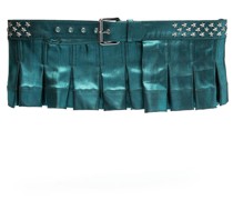 metallic denim belt skirt