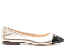 metallic-leather ballerina shoes