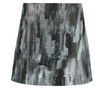 abstract-print leather mini skirt