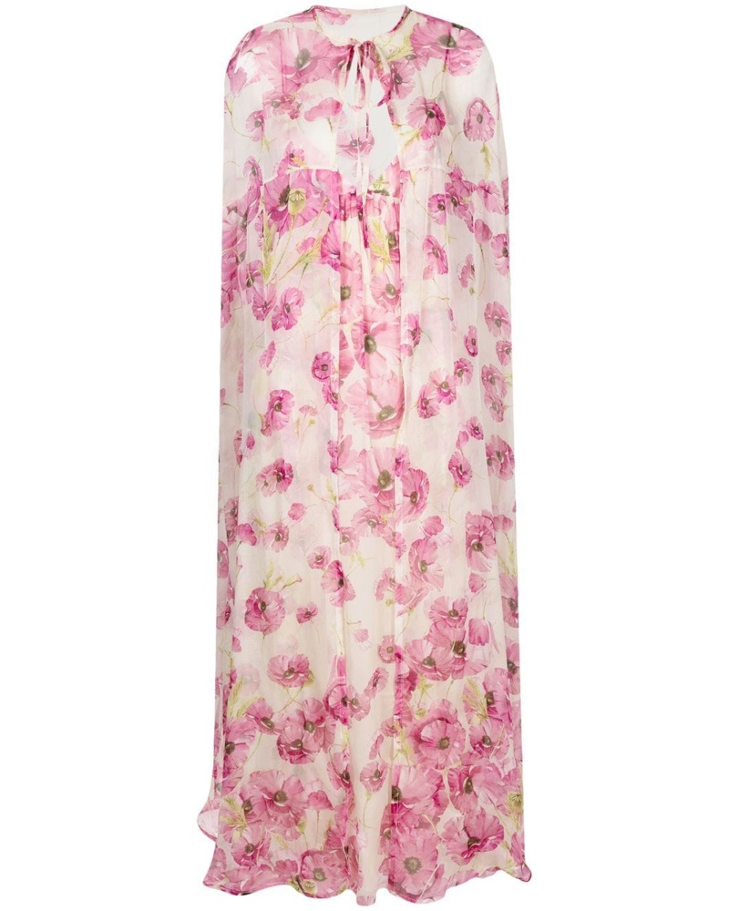 Raquel Diniz Damen Cape-Kleid mit Blumen-Print