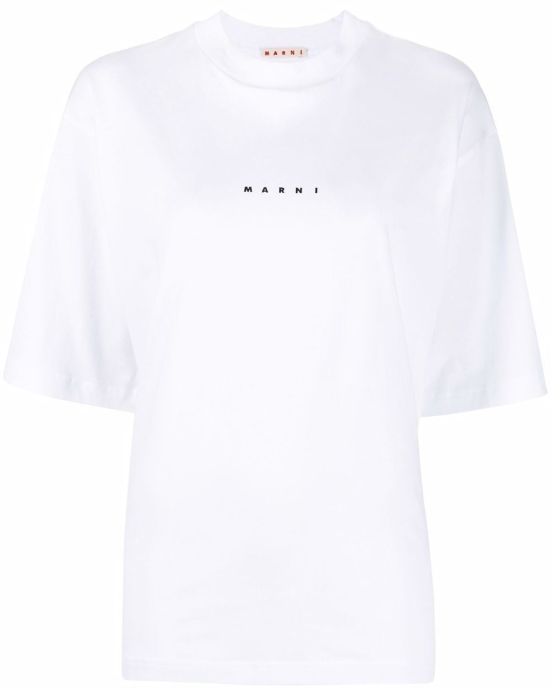 Marni Damen T-Shirt mit Logo-Print