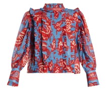 Lace Garden-print cotton blouse