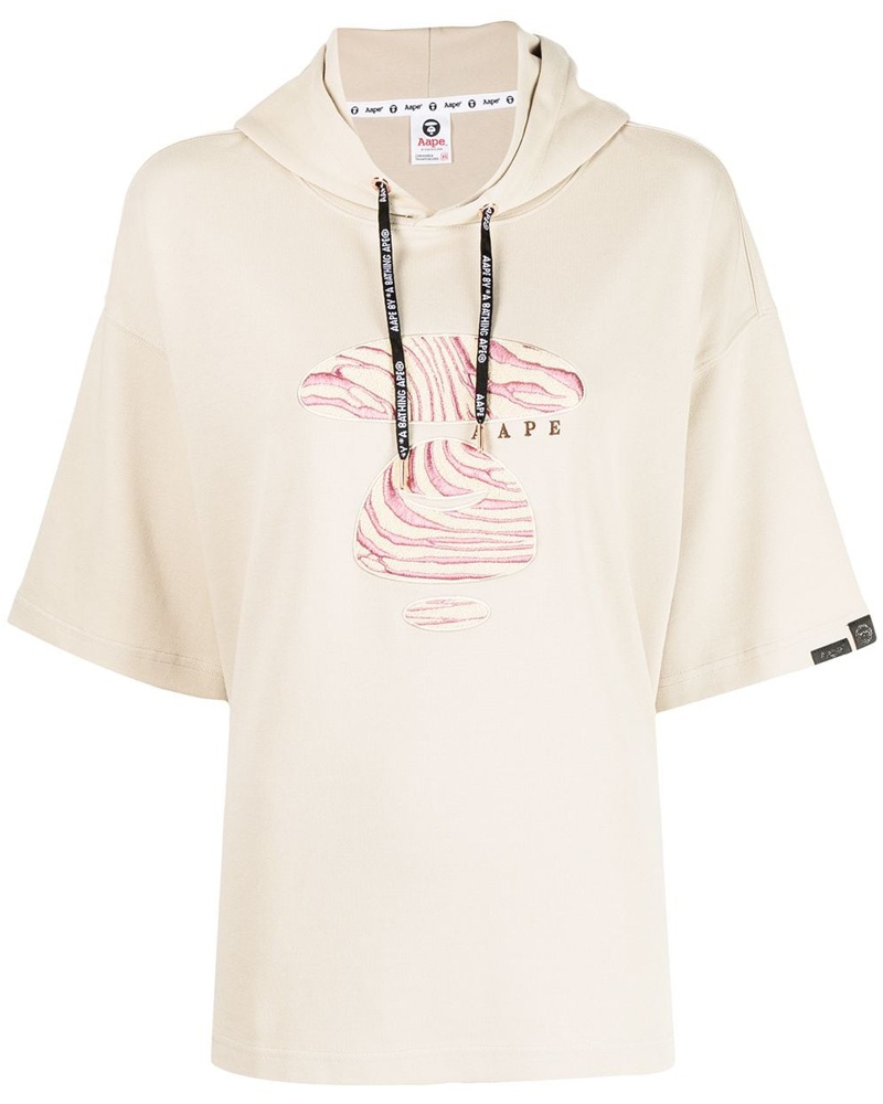 BAPE Damen AAPE BY *A BATHING APE® Kurzärmeliger Kapuzenpullover