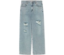 Halbhohe Skinny-Jeans im Distressed-Look