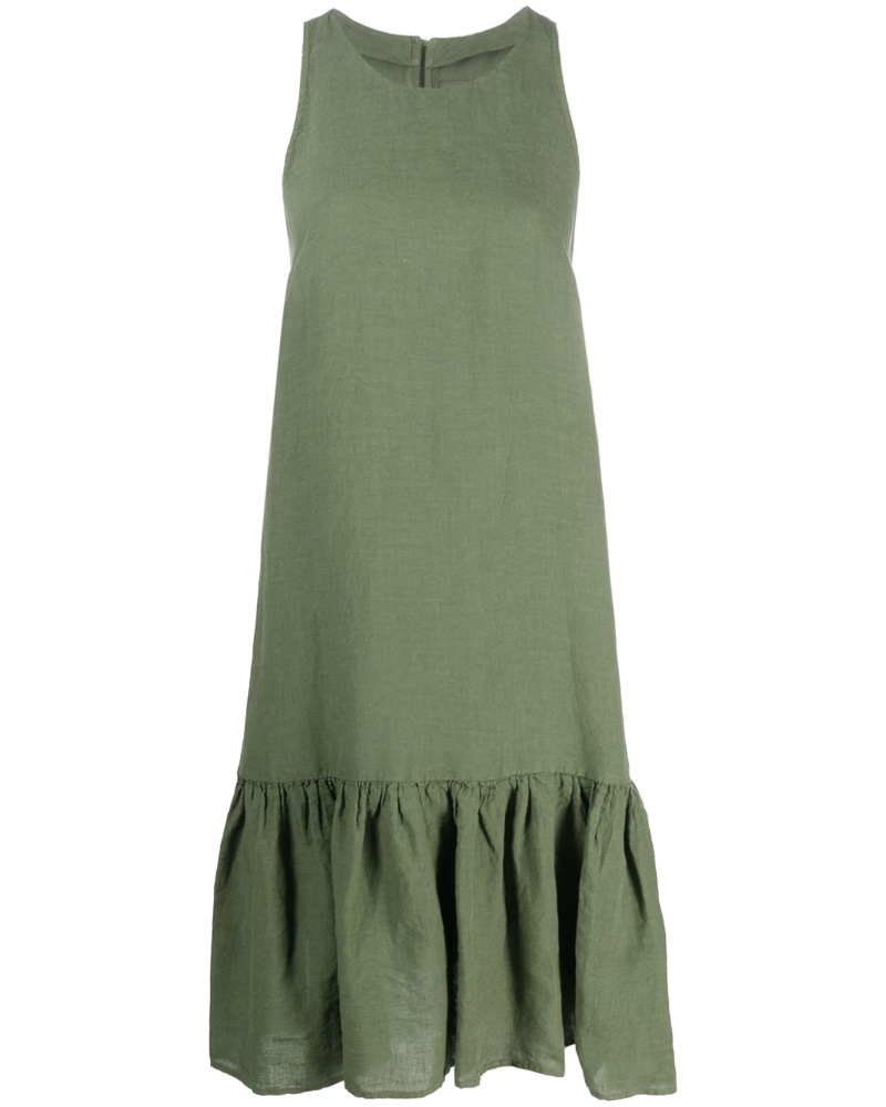 120% Lino Damen Leinenkleid mit tiefer Taille