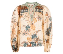 Gerüschte Bluse mit Blumen-Print