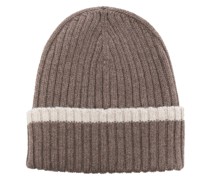 Beanie aus Kaschmir mit Streifen