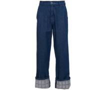 Weite Jeans mit Gitter-Print