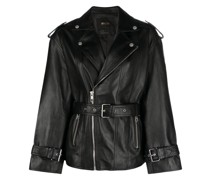 Lederjacke mit weiten Ärmeln