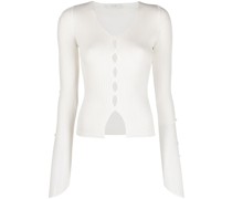 Gerippter Cardigan mit V-Ausschnitt