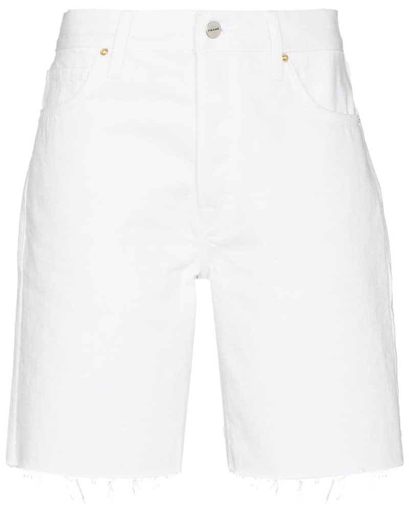 frame white denim shorts