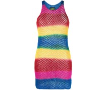 Gestreiftes Kleid mit Lochstrickmuster